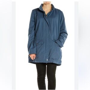 J. Jill Womens M Hooded Jacket Blue Drawstring Waist Long Sleeve Lined Midweight